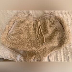 Vici Cream Ribbed Sherpa Shorts